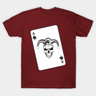 Evil Jester Ace of Spades Skull Playing Card T-Shirt